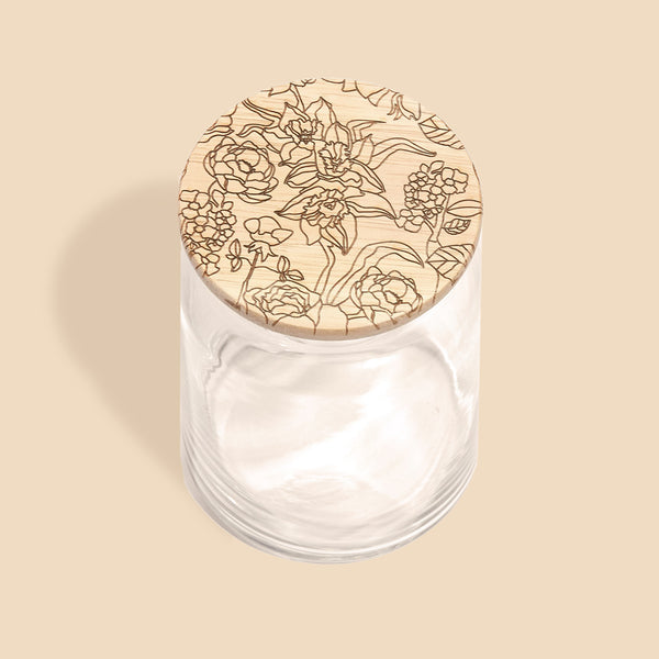 glass jar with maple wood lid glass jar with maple wood lid