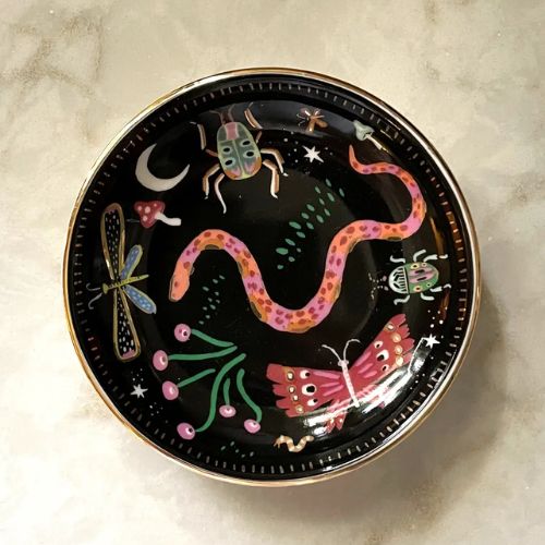 hand-painted ceramic dish